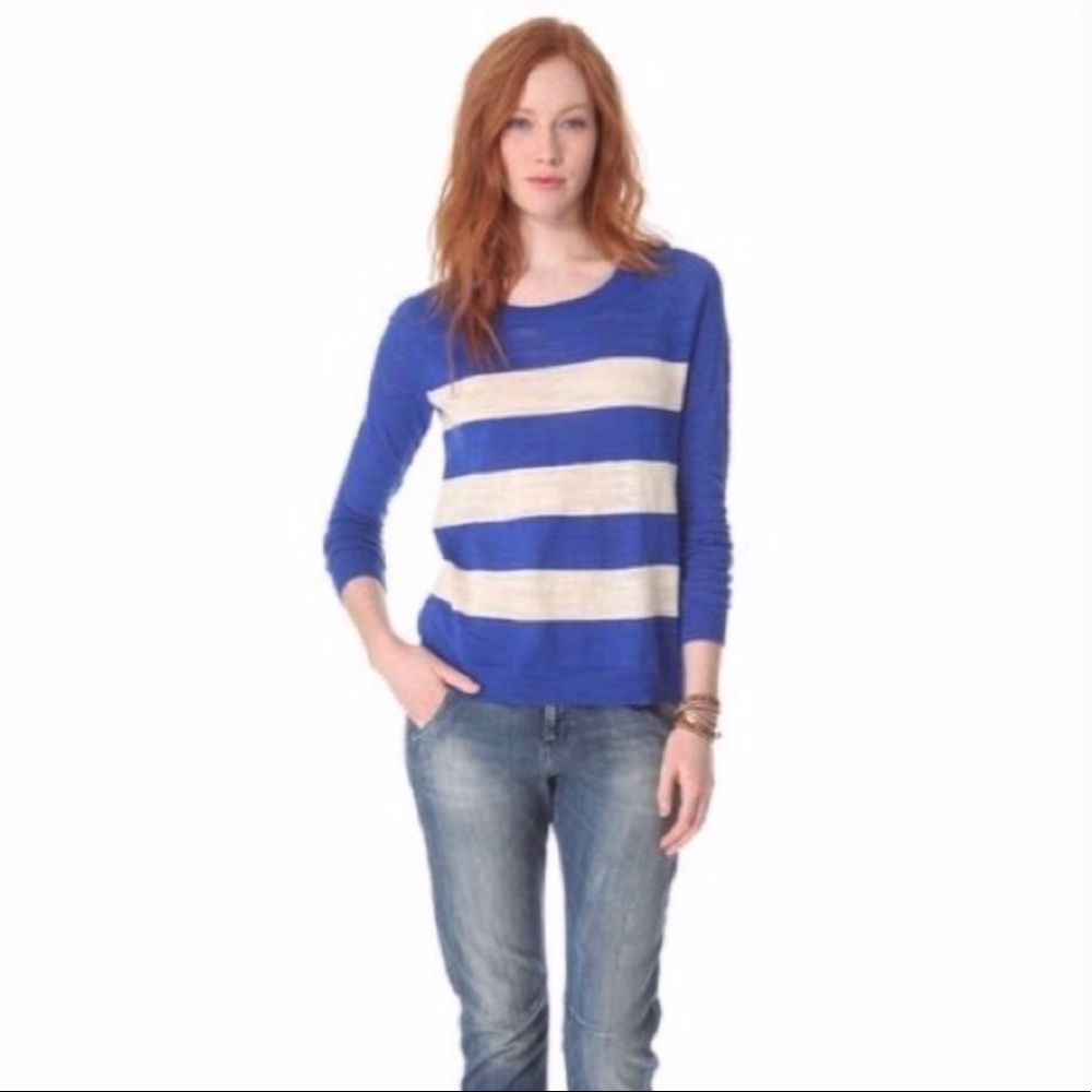 Madewell Blue and White Light Weight Sweater XS